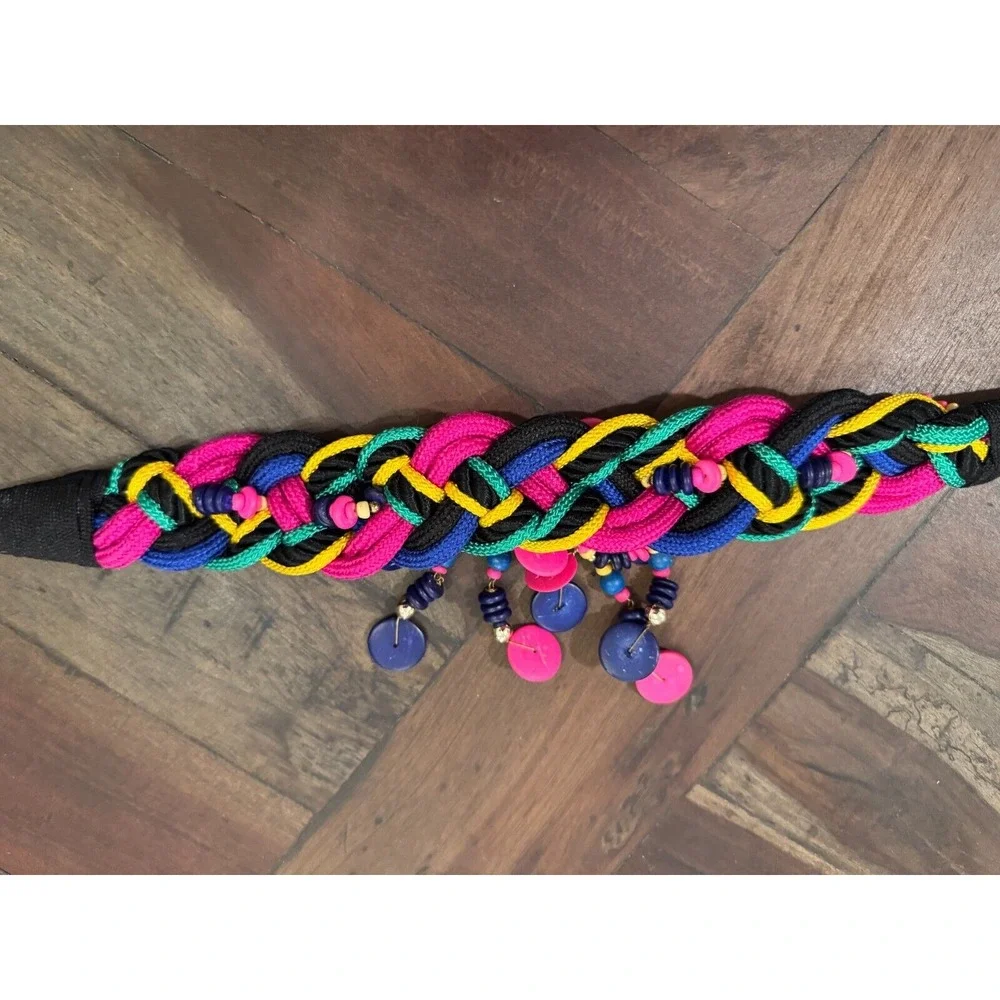 Vintage 80's Women's Beaded Stretch Boho Belt 31